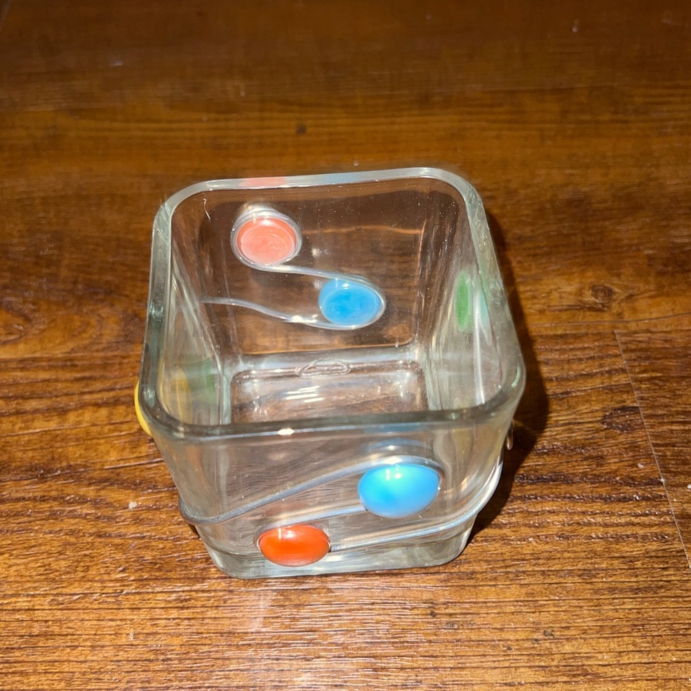 Small Sea Glass Colorful Square Candle Holder Trinket Dish Decor - Picture 4 of 9